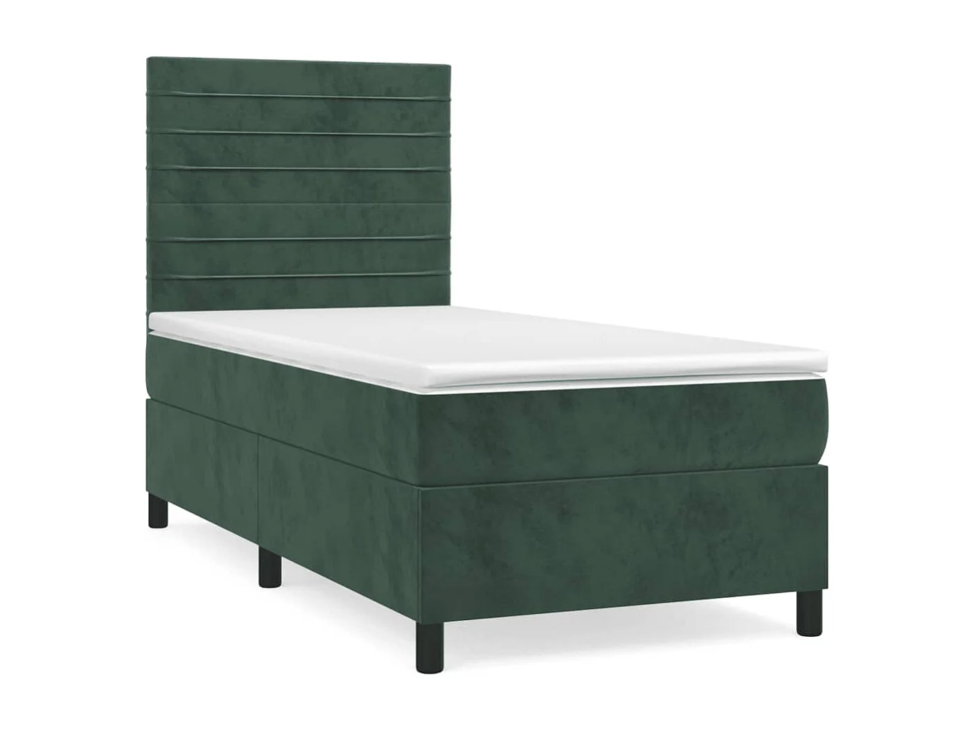 Cama box spring - 90x190 cm com molas/colchão veludo verde-escuro PT426460