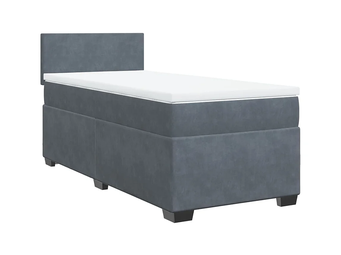 Cama box spring - com colchão solteiro veludo cinzento-escuro PT301208