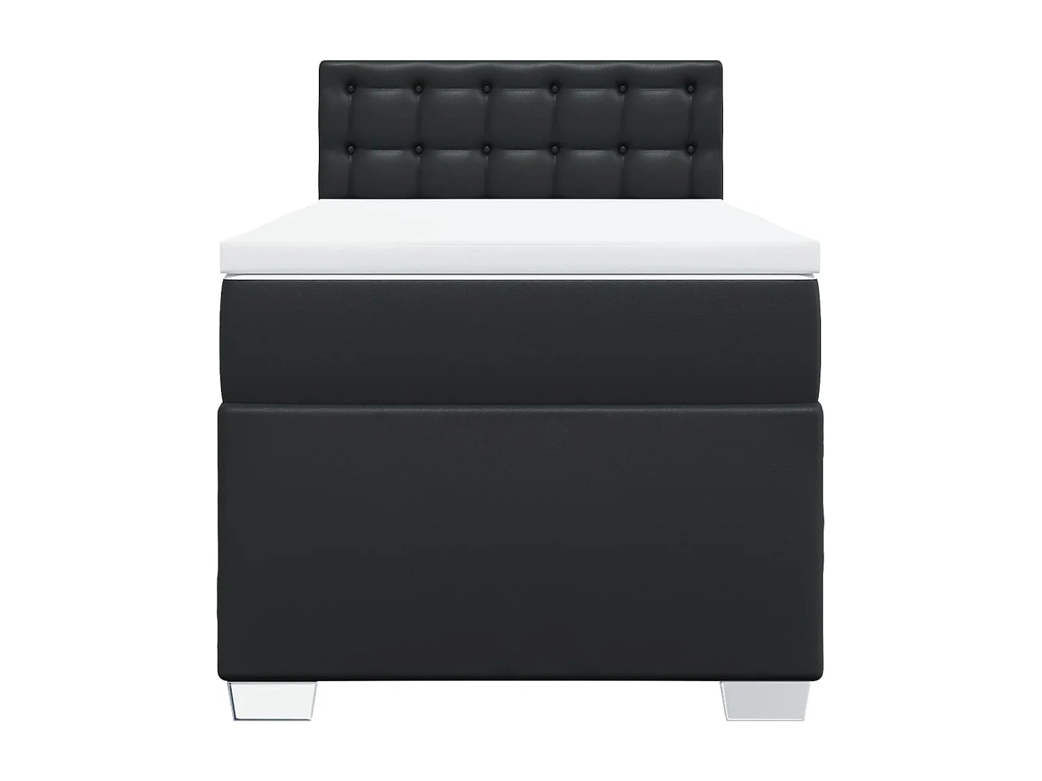 Cama box spring con colchón cuero sintético negro 80x200 cm ES548170