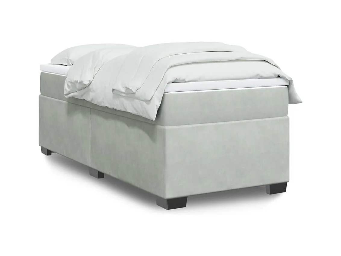 Sommier à lattes de lit et matelas Gris clair 90x190 cm Velours FR52576
