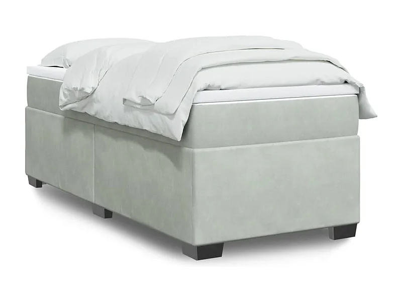 Sommier à lattes de lit et matelas Gris clair 90x190 cm Velours FR52576
