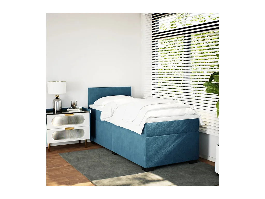 Ensemble complet boxspring + matelas Bleu foncé 100x200 cm FR35624