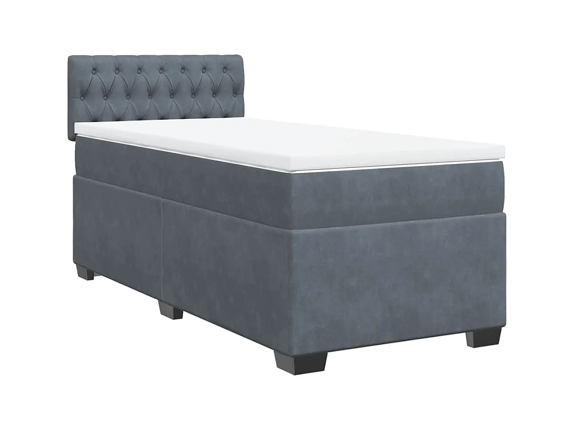 Cama box spring - com colchão solteiro veludo cinzento-escuro PT237282