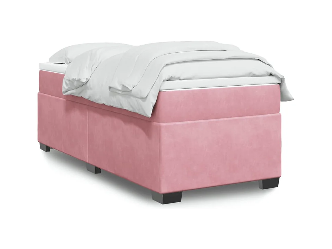 Ensemble complet boxspring + matelas Rose 100x200 cm Velours FR11259