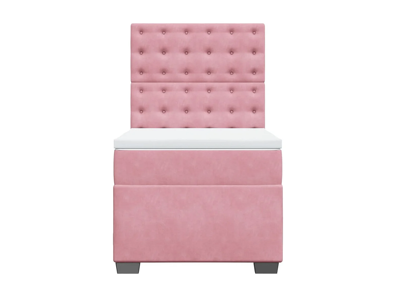 Cama box spring con colchón terciopelo rosa 80x200 cm ES420153