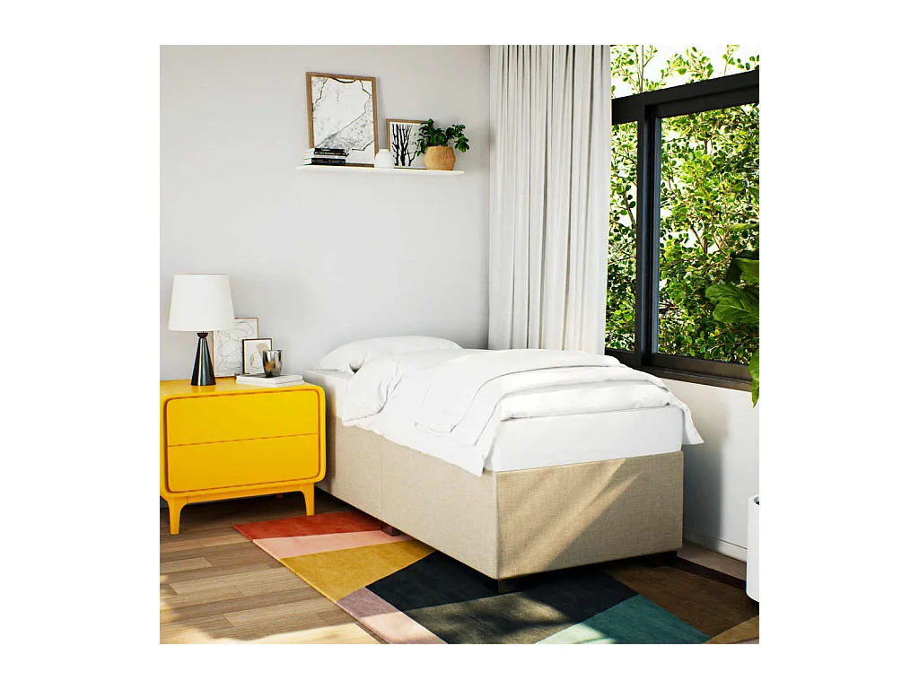 Cama box spring - 80x200 cm com molas/colchão tecido cor crème PT505056