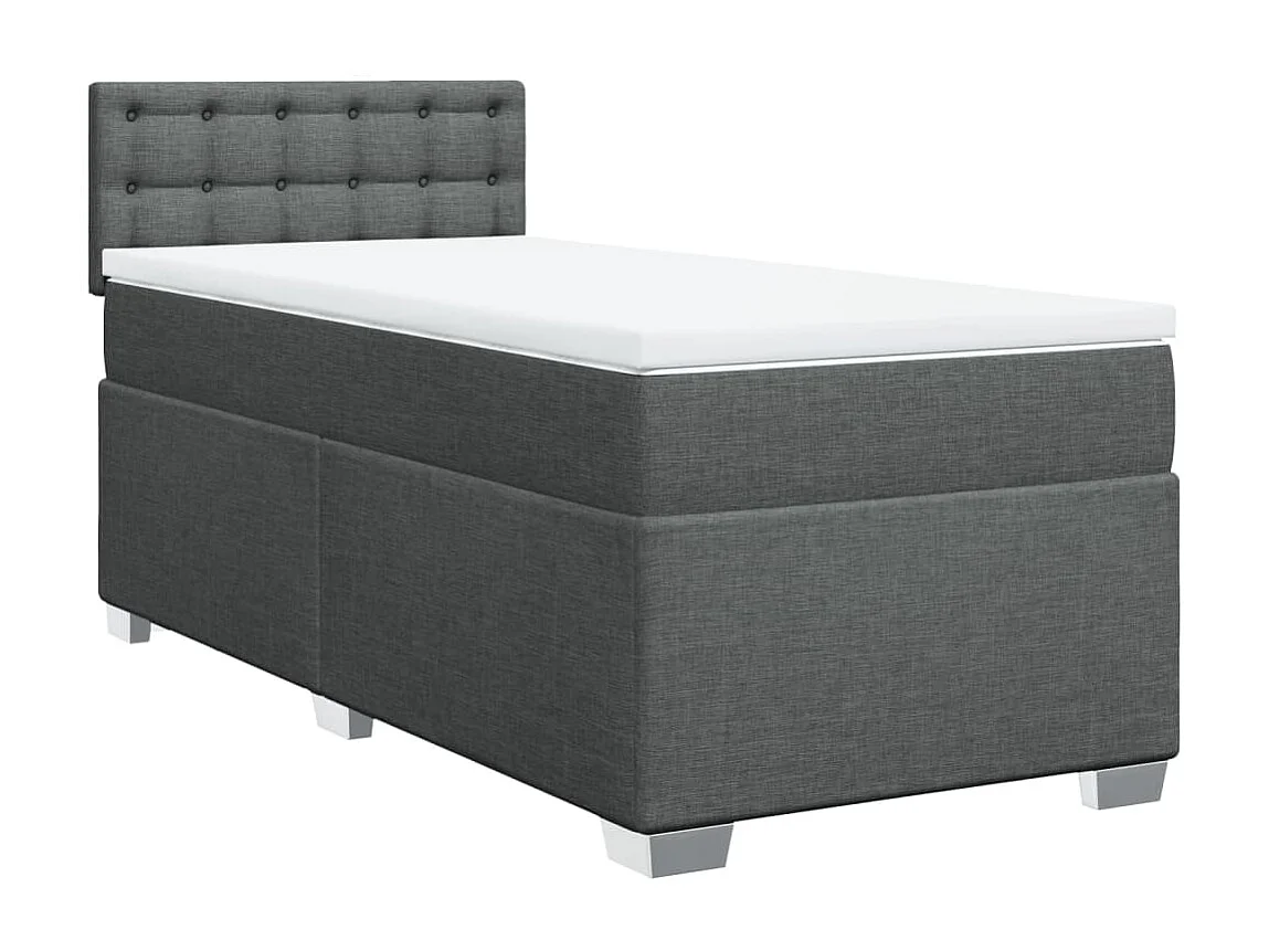 Cama box spring - 80x200 cm com molas/colchão tecido cinzento-escuro PT698529
