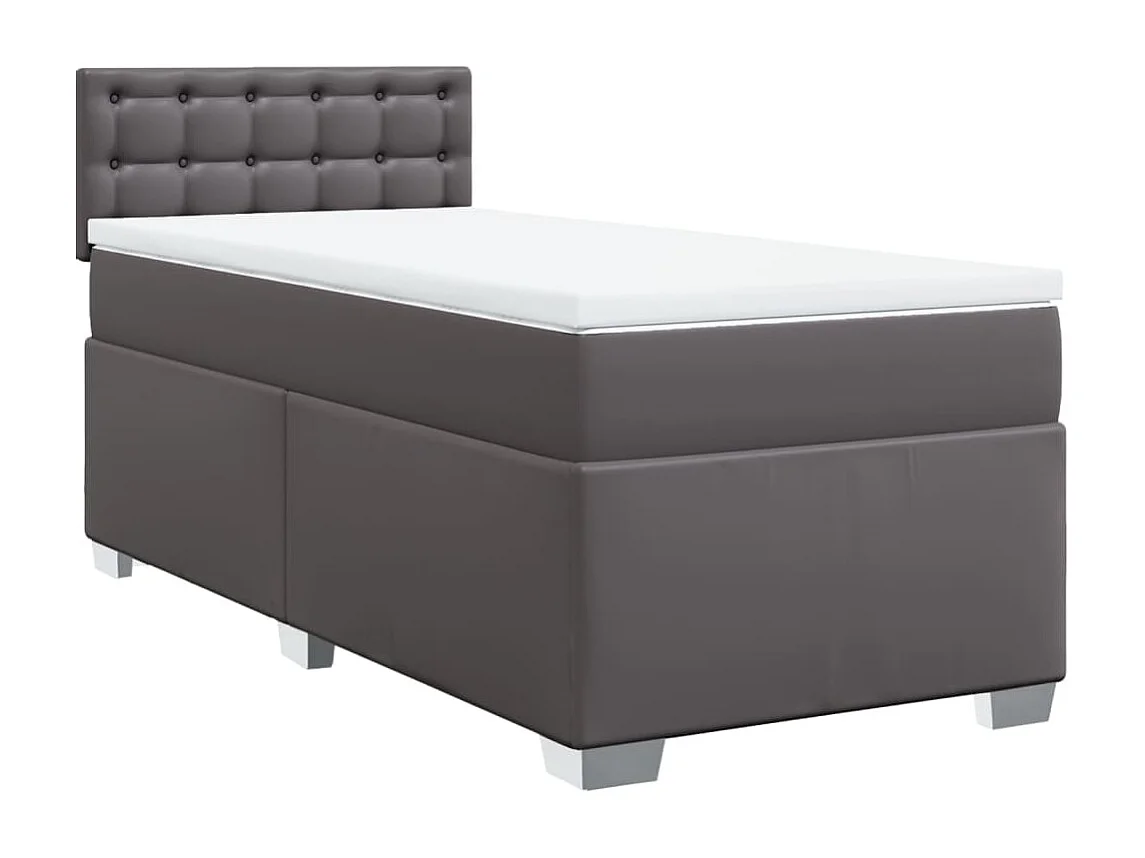Cama box spring - 90x190 cm com molas/colchão couro artificial cinzento PT892005