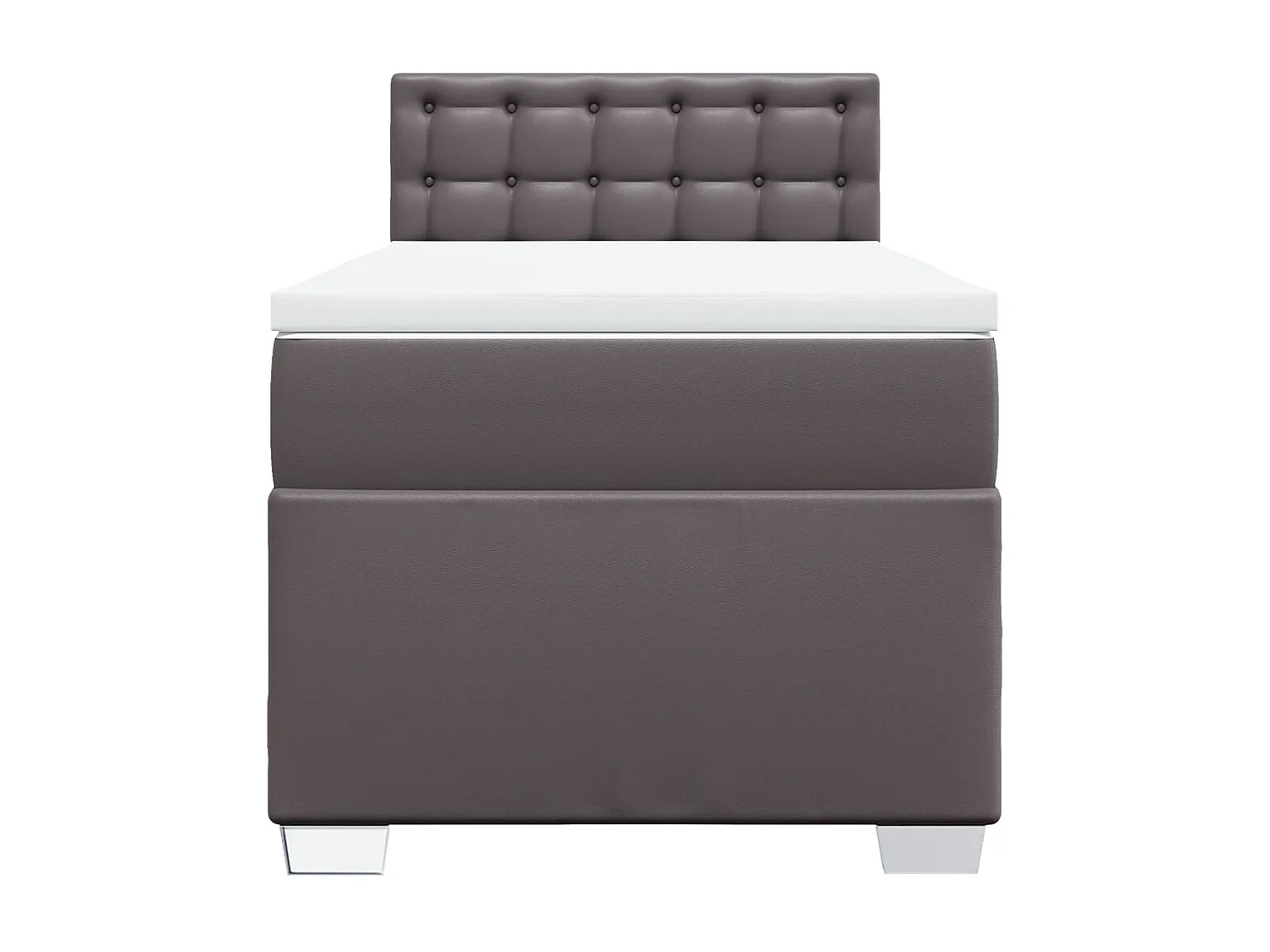 Cama box spring - 90x190 cm com molas/colchão couro artificial cinzento PT892005