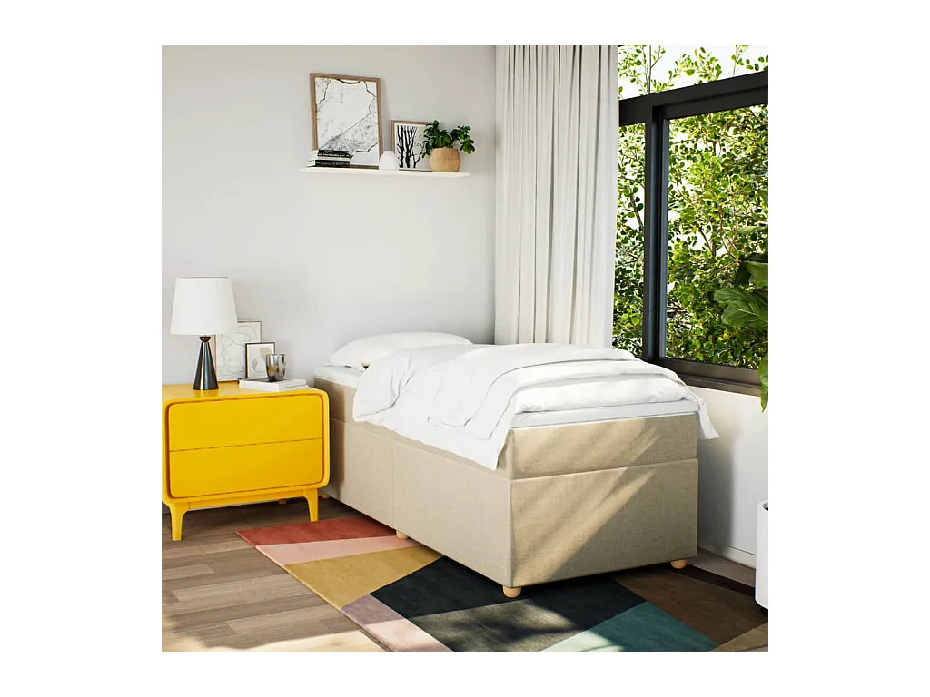 Boxspring met matras stof crèmekleurig 80x200 cm BE169827