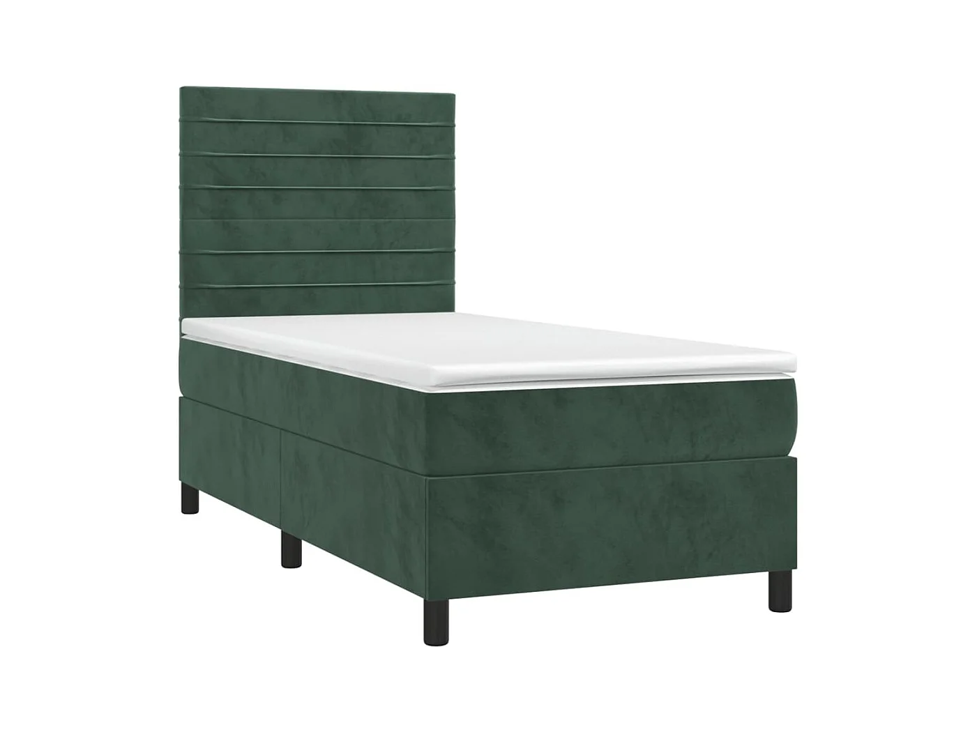 Cama box spring con colchón terciopelo verde oscuro 90x200 cm ES910865