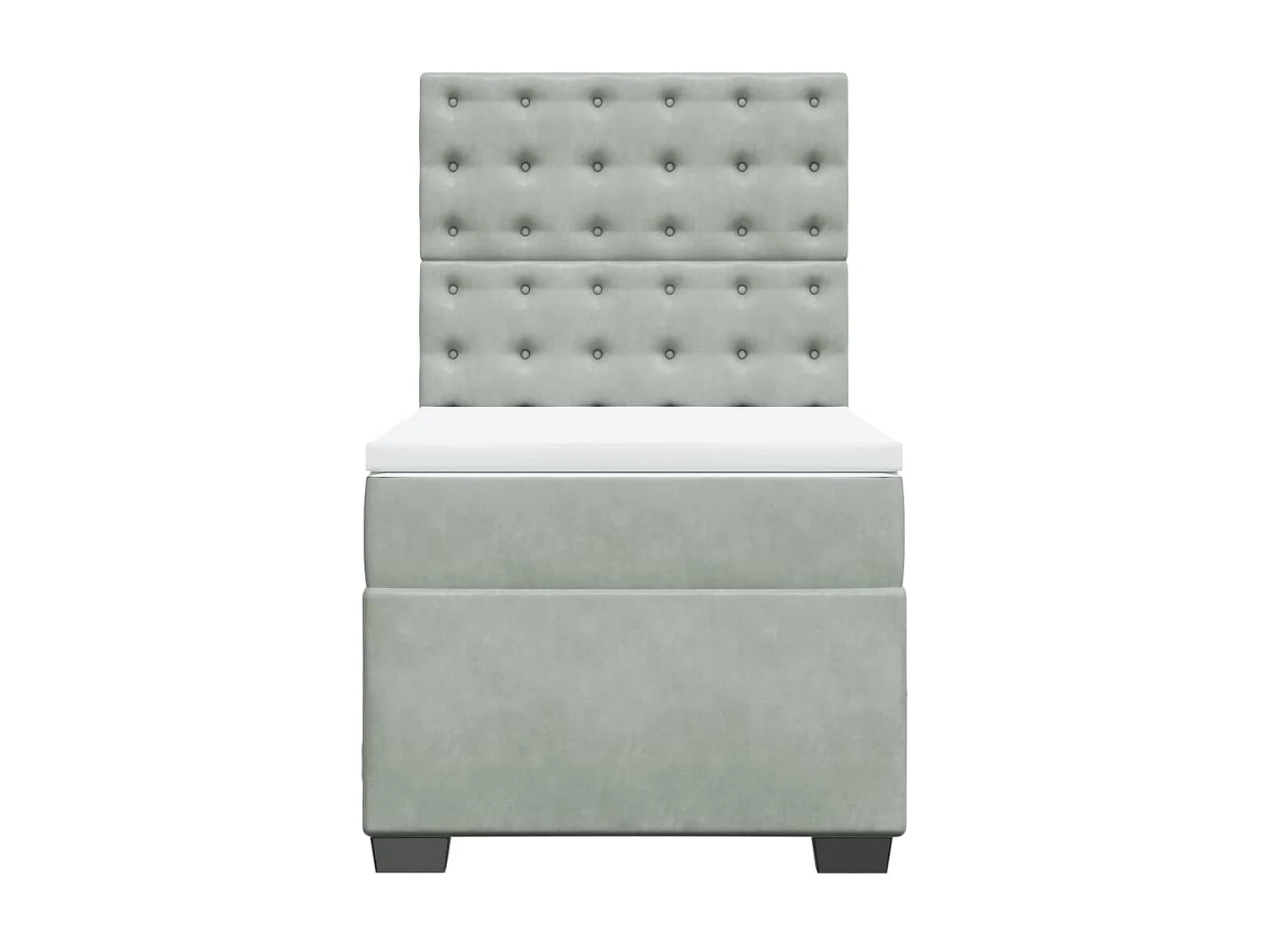 Cama box spring - 80x200 cm com molas/colchão veludo cinza-claro PT746606