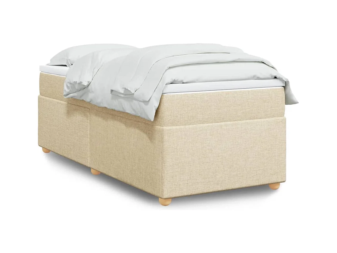Sommier à lattes de lit et matelas Crème 90x190 cm Tissu FR45822