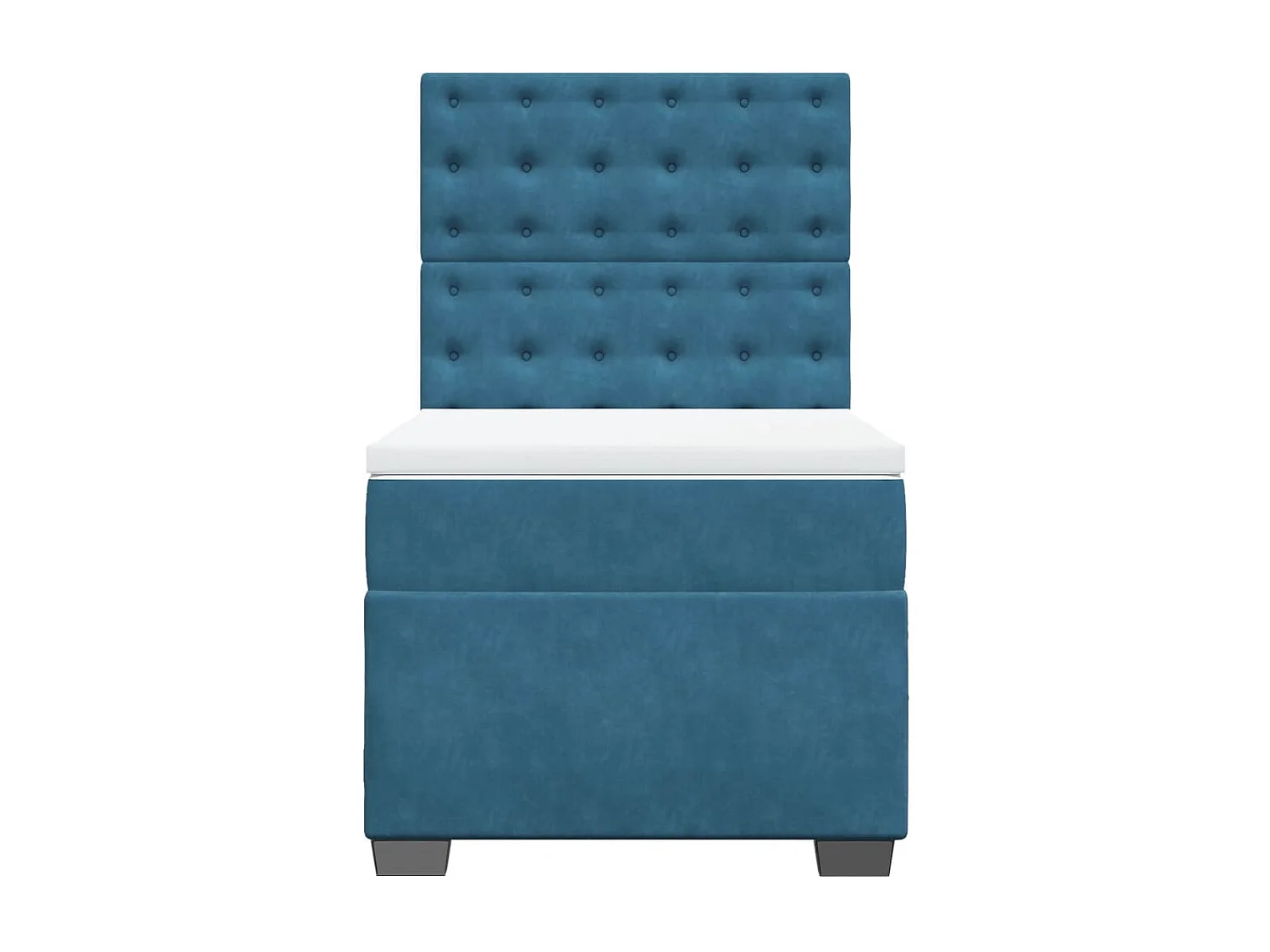 Cama box spring - 80x200 cm com colchão veludo azul PT987617