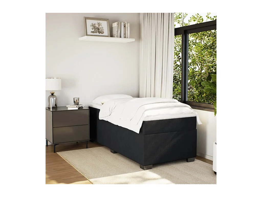 Ensemble complet boxspring + matelas Noir 90x200 cm Velours FR64802