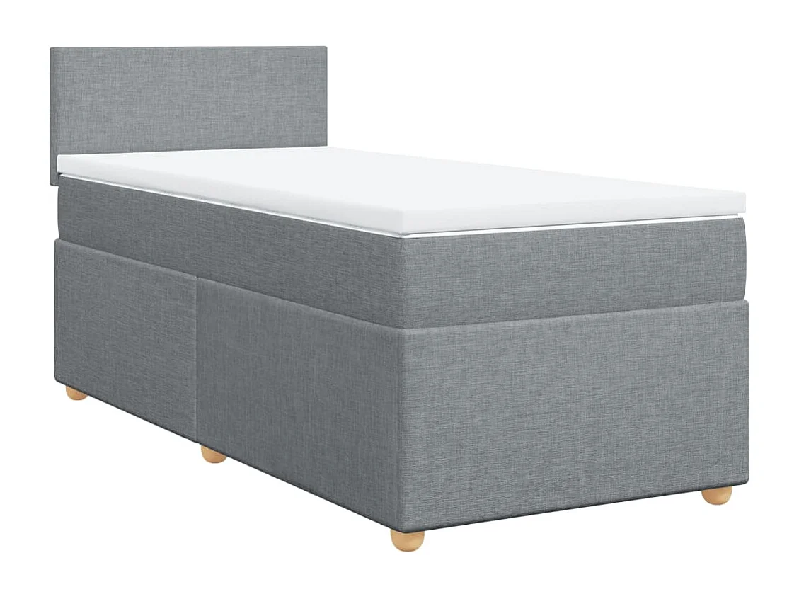 Cama box spring - 80x200 cm com molas/colchão tecido cinza-claro PT471229