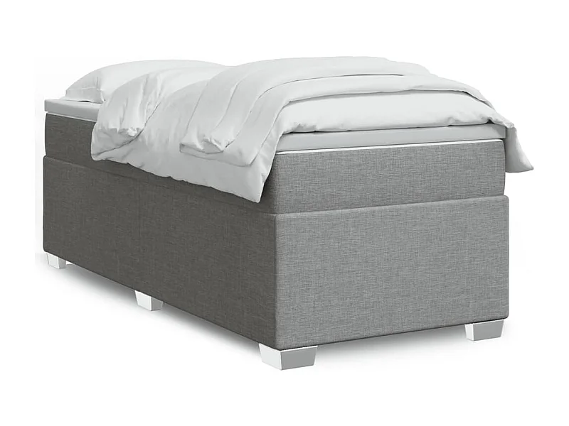 Cama box spring con colchón tela gris claro 90x190 cm ES509292