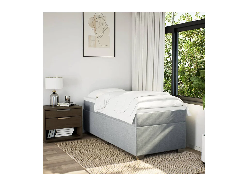 Sommier à lattes de lit et matelas Gris clair 90x190 cm Tissu FR92675