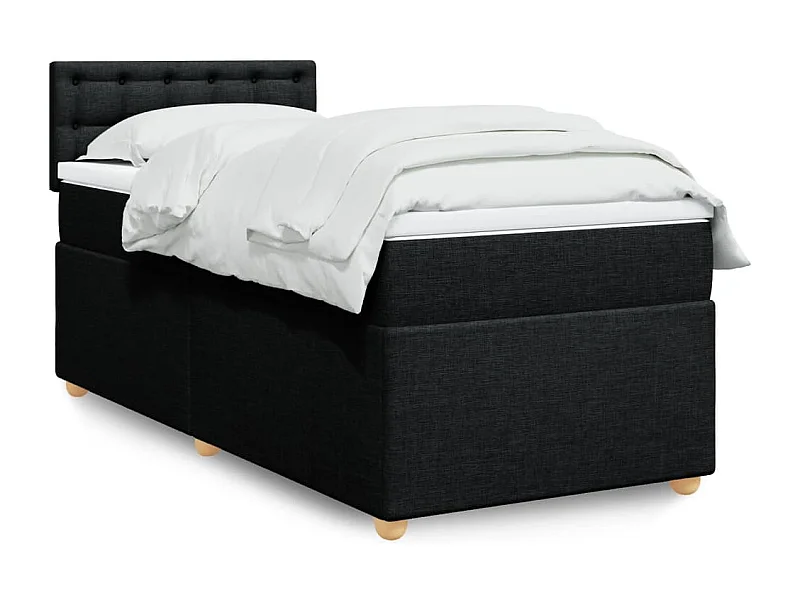 Cama box spring con colchón tela negro 80x200 cm ES149860