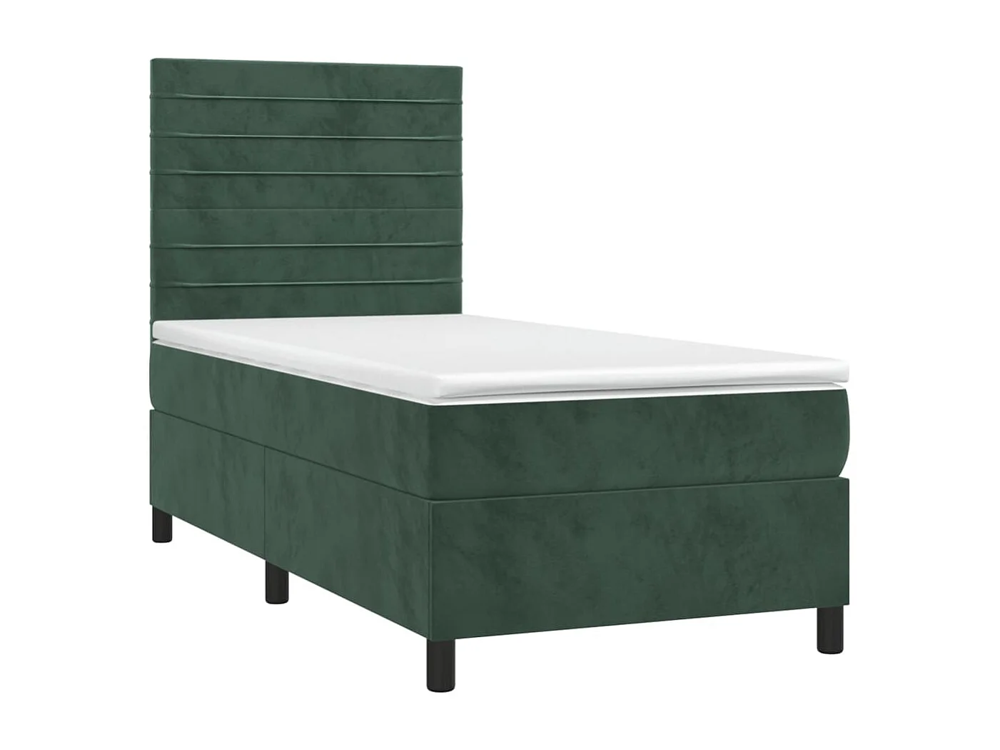 Cama box spring - 90x200 cm c/ colchão/LED veludo verde-escuro PT178494