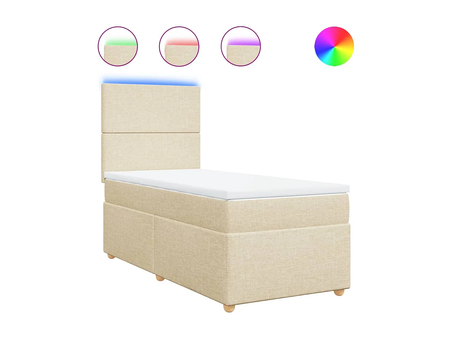Cama box spring - 80x200 cm com molas/colchão tecido cor crème PT598949