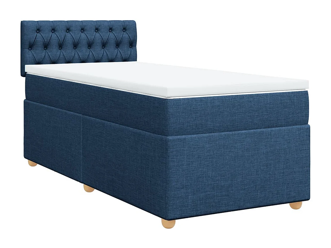 Cama box spring con colchón tela azul 80x200 cm ES567821