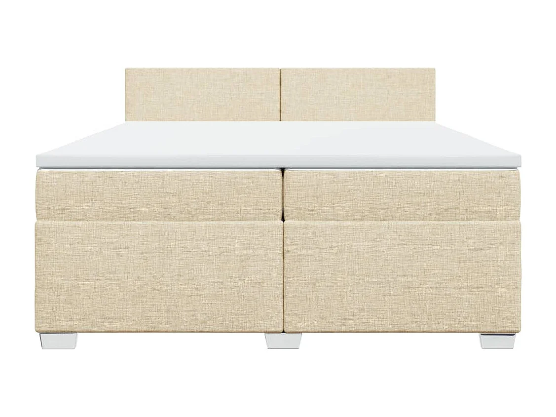 Cama box spring con colchón tela color crema 200x200 cm ES755116
