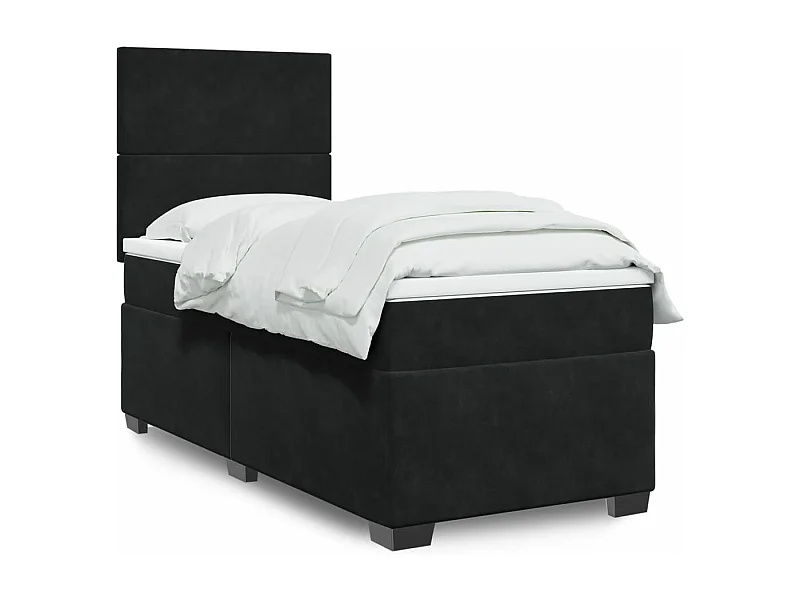 Cama box spring - 80x200 cm com molas/colchão veludo preto PT834436