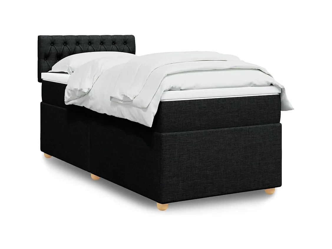 Cama box spring - 80x200 cm com molas/colchão tecido preto PT216535