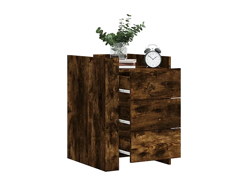 Table de chevet chêne fumé 45x50x65 cm bois d'ingénierie FR33878