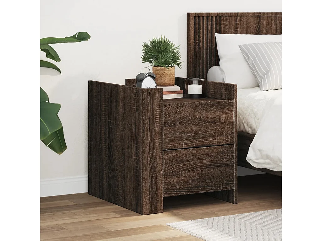 Nachtkastje 45x50x50 cm bewerkt hout bruin eikenkleurig BE246428