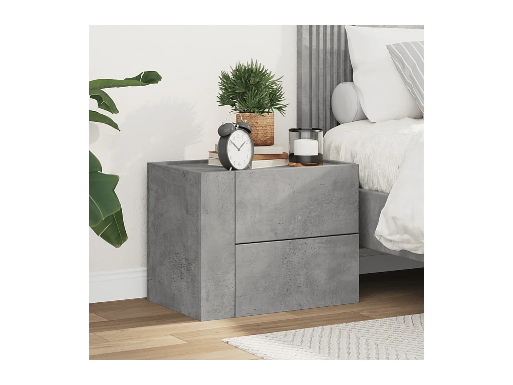 Table de chevet murale gris béton 45x30x35 cm FR28584
