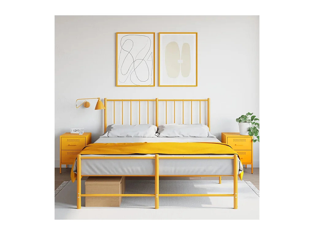 Tables de chevet 2 pcs jaune moutarde 36x39x50,5 cm acier FR11411
