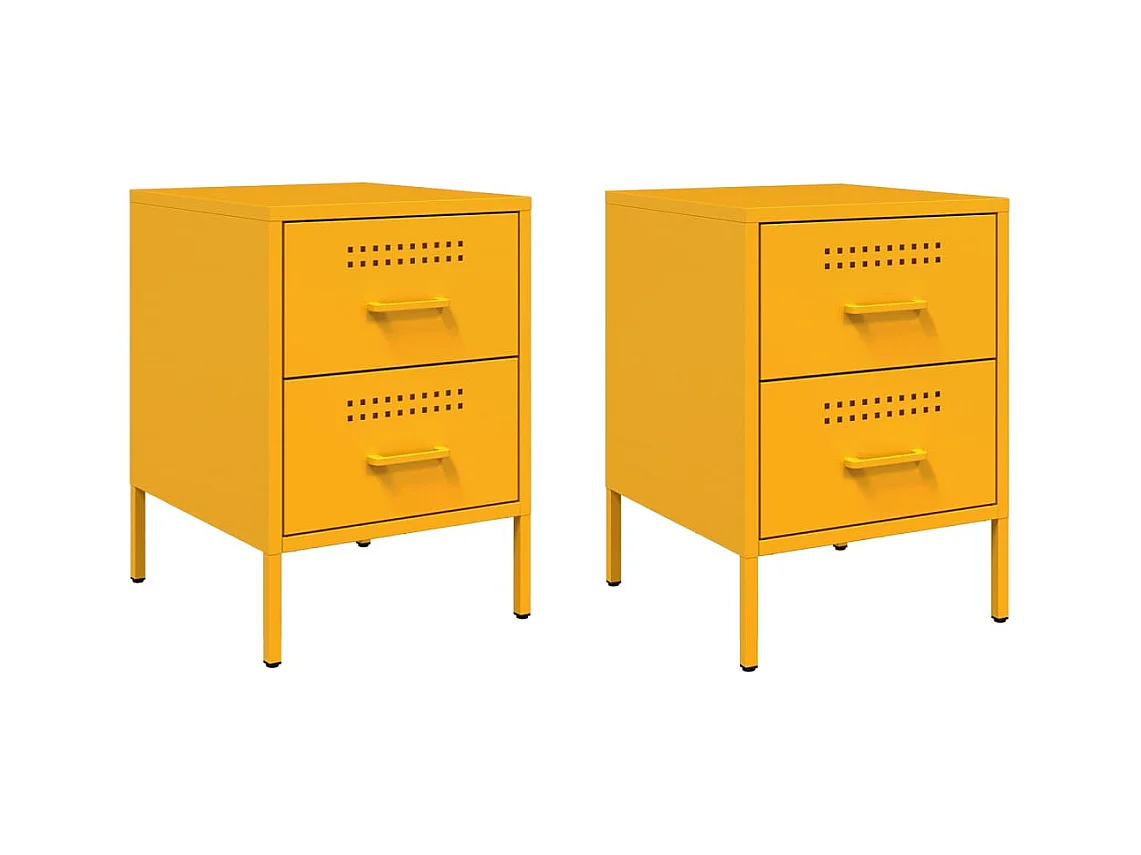 Mesitas de noche 2 uds acero amarillo mostaza 36x39x50,5 cm ES687717