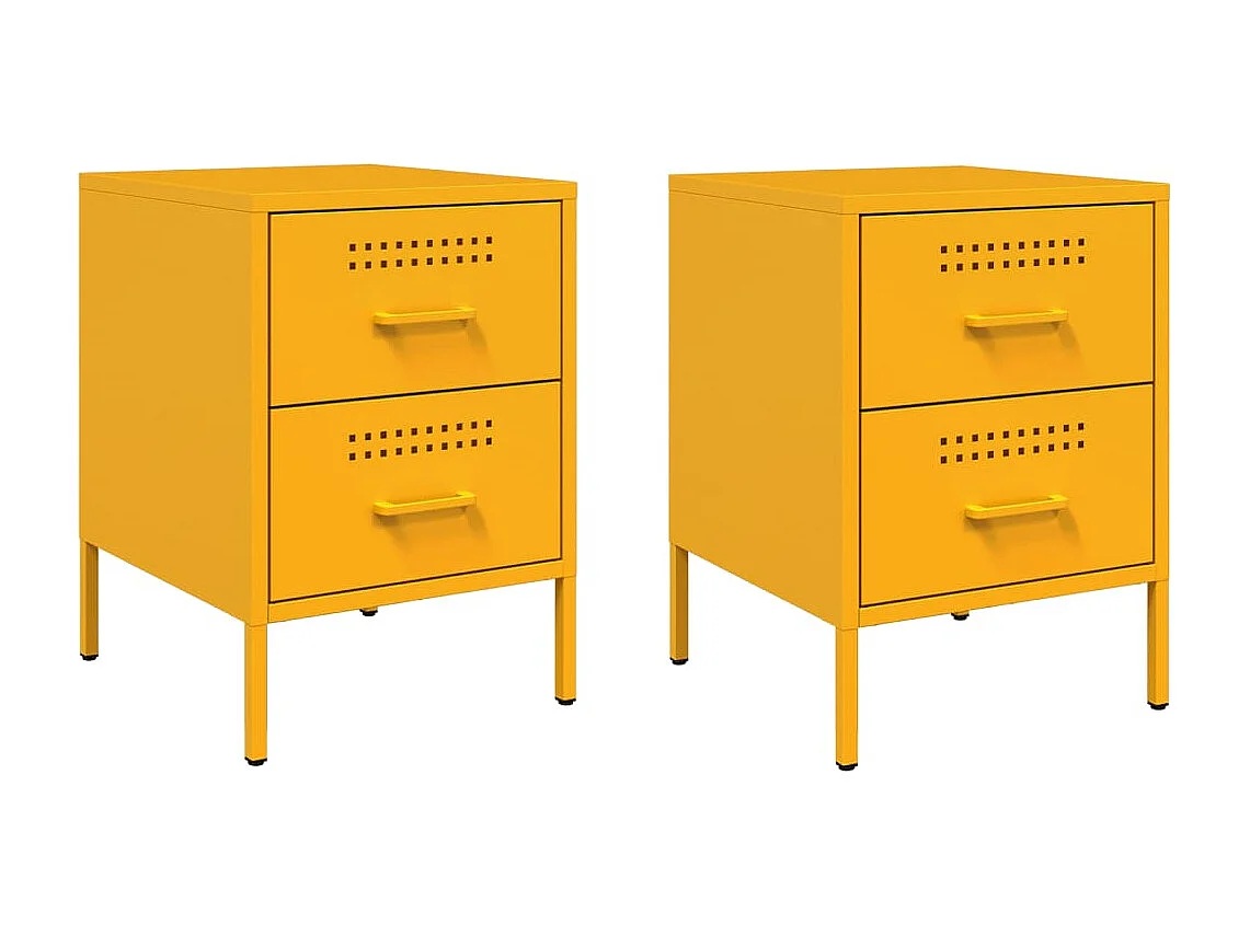 Tables de chevet 2 pcs jaune moutarde 36x39x50,5 cm acier FR11411