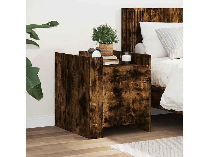 Nachtkastje 45x50x50 cm bewerkt hout gerookt eikenkleurig BE275234