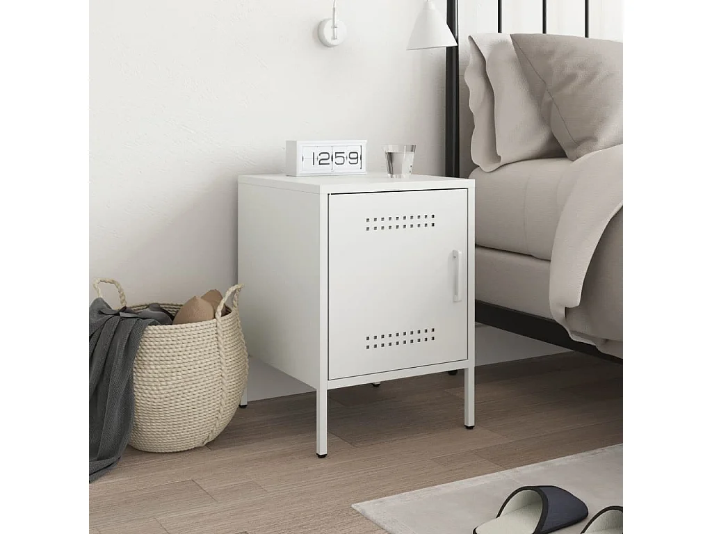 Mesa de cabeceira 36x39x50,5 cm aço branco PT865686