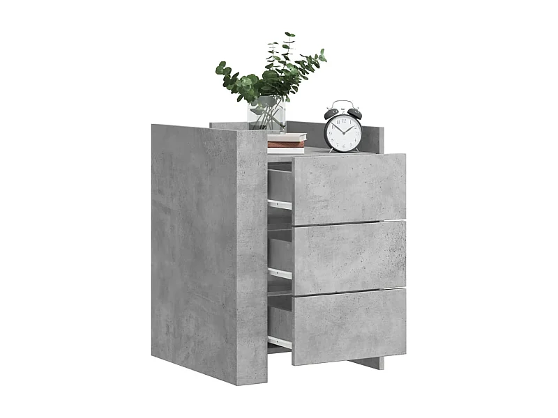 Table de chevet gris béton 45x50x65 cm bois d'ingénierie FR74716