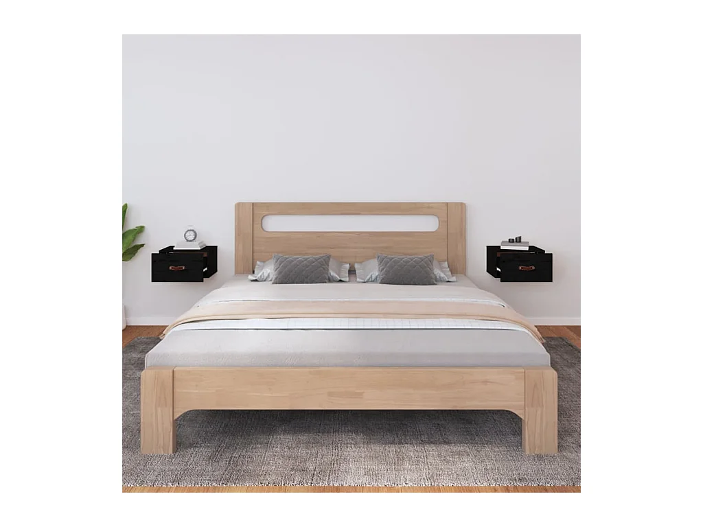 Mesas de cabeceira montagem na parede 2 pcs 40x29,5x22cm preto PT757714
