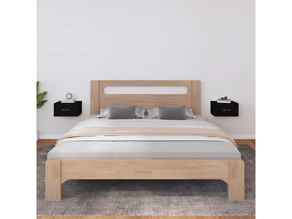 Mesitas de noche de pared 2 uds negro 40x29,5x22 cm ES705160
