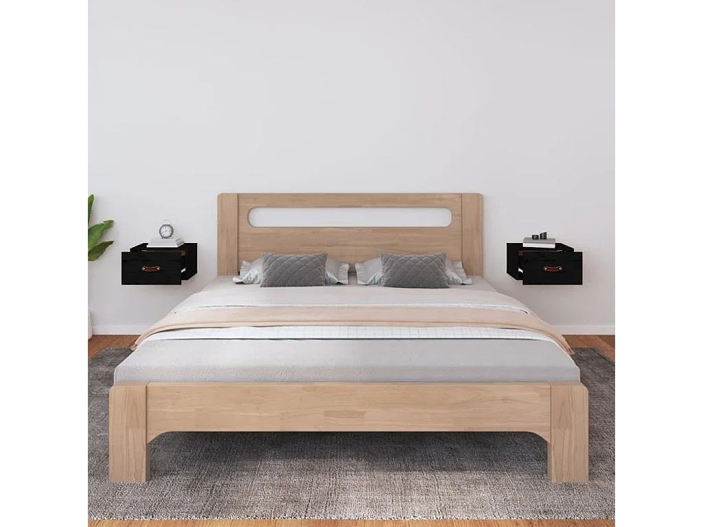 Mesitas de noche de pared 2 uds negro 40x29,5x22 cm ES705160