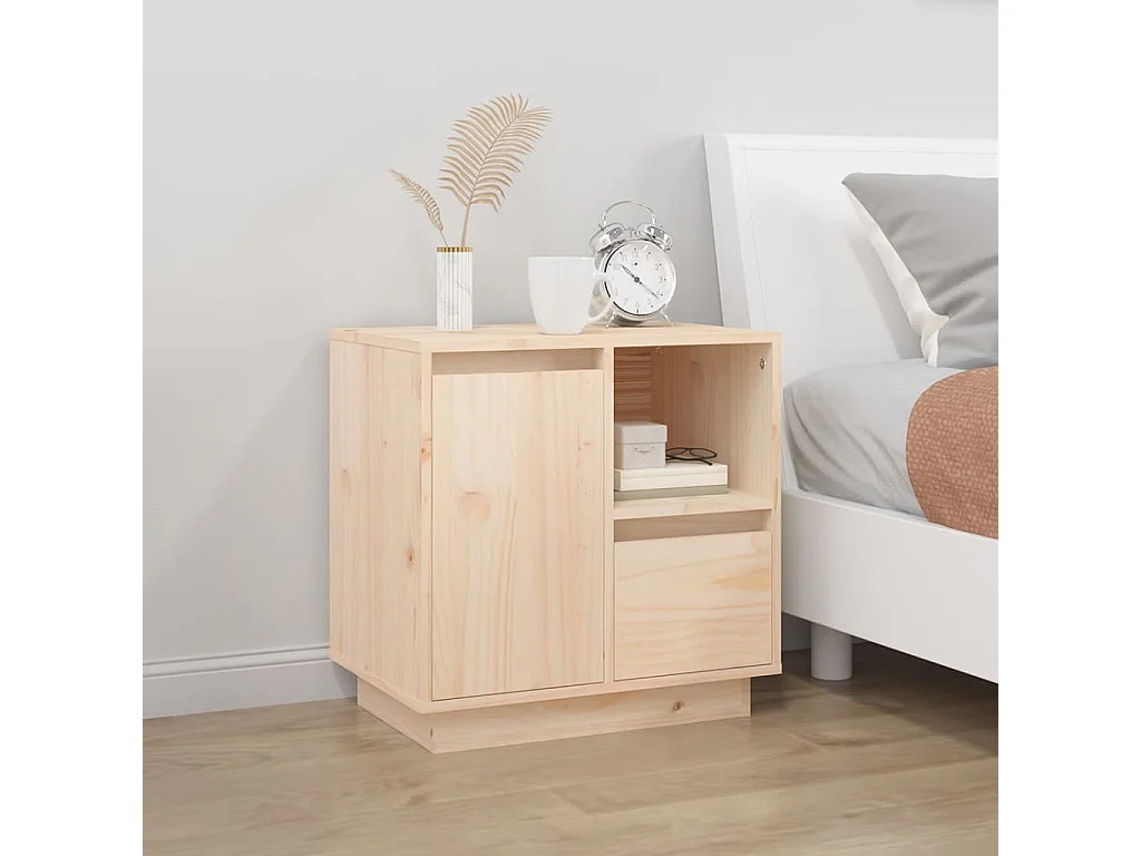 Mesita de noche madera maciza de pino 50x34x50 cm ES734874