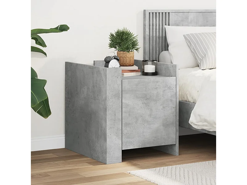 Nachtkastje 45x50x50 cm bewerkt hout betongrijs BE976513
