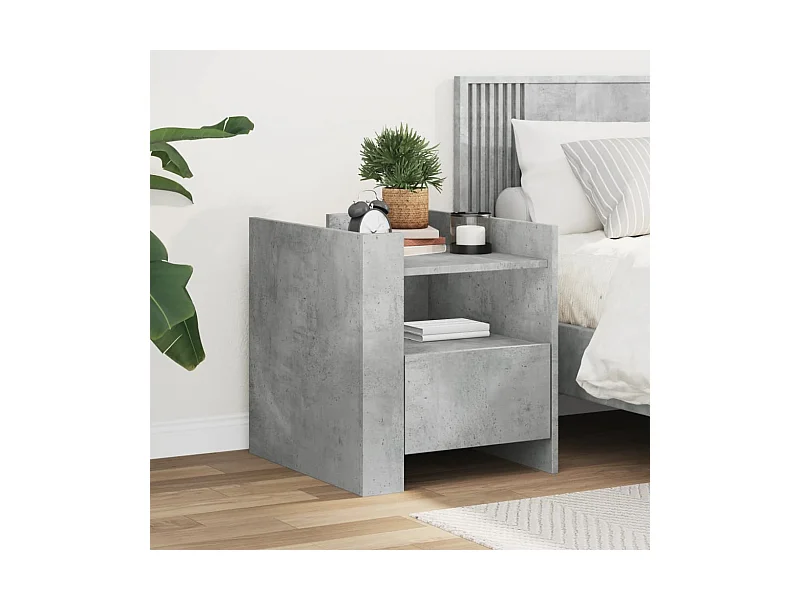 Table de chevet gris béton 45x50x50 cm bois d’ingénierie FR11879