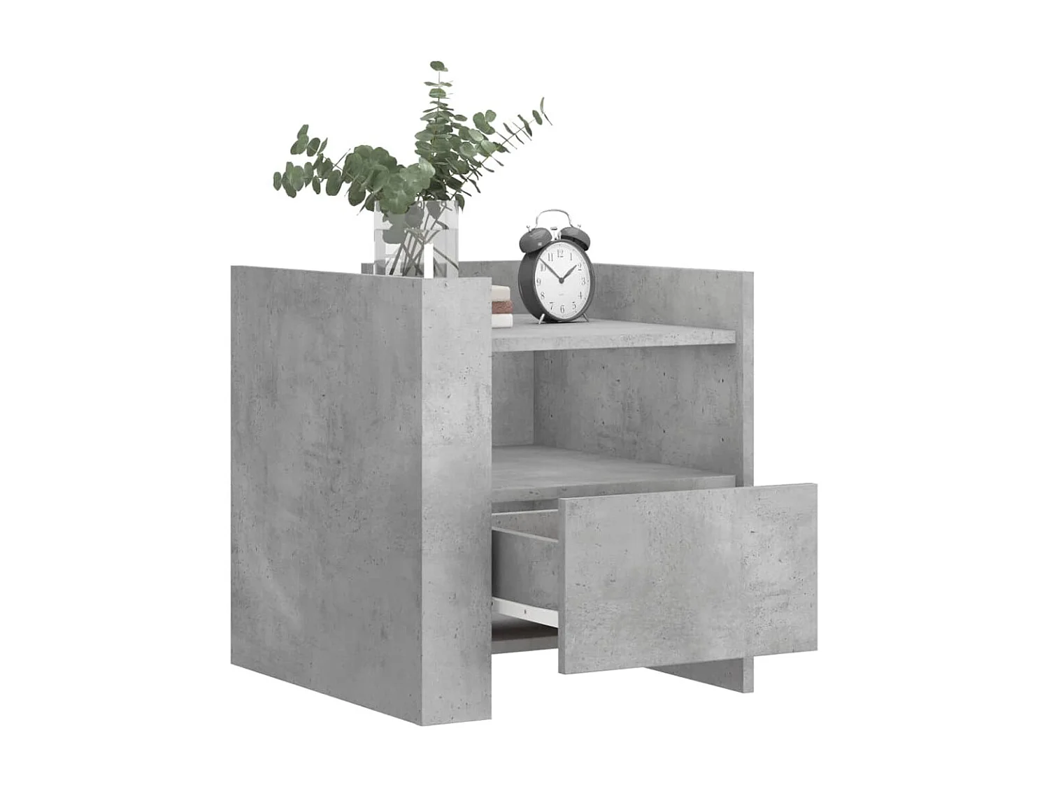 Nachtkastje 45x50x50 cm bewerkt hout betongrijs BE877941