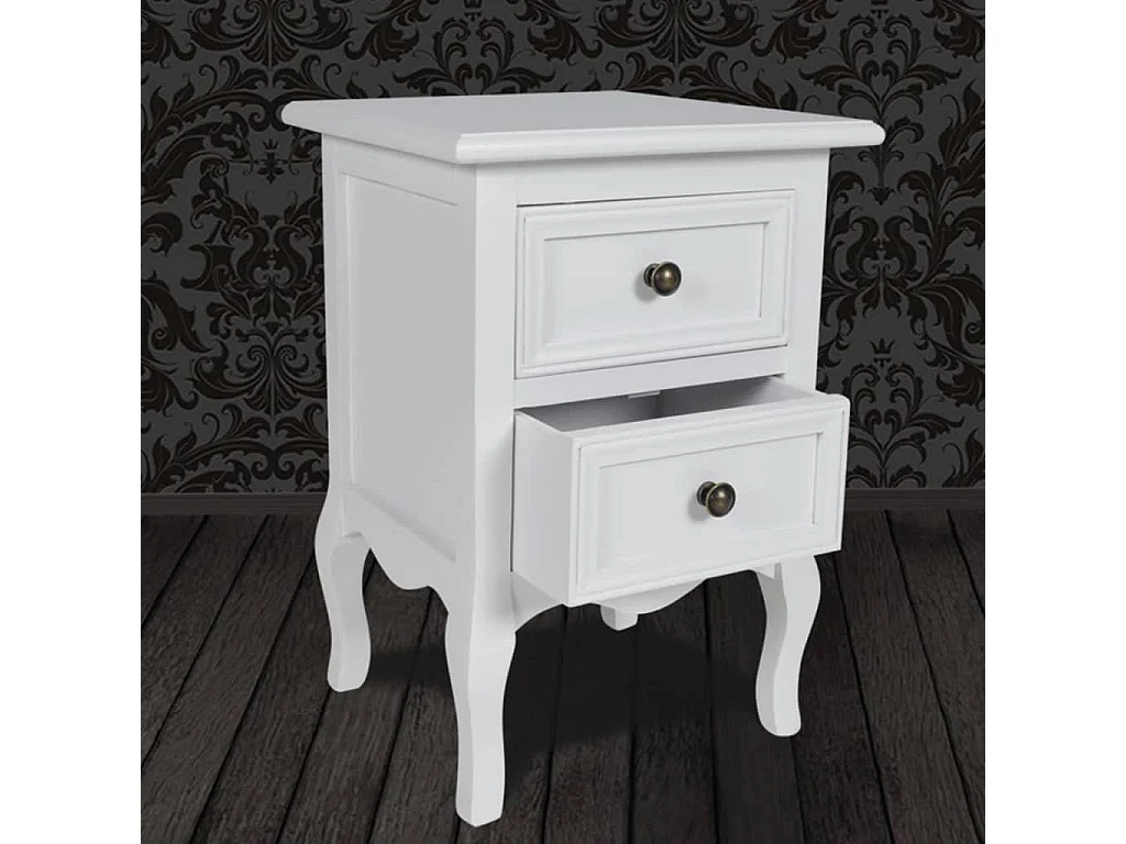 Mesita de noche con 2 cajones MDF blanca ES602810
