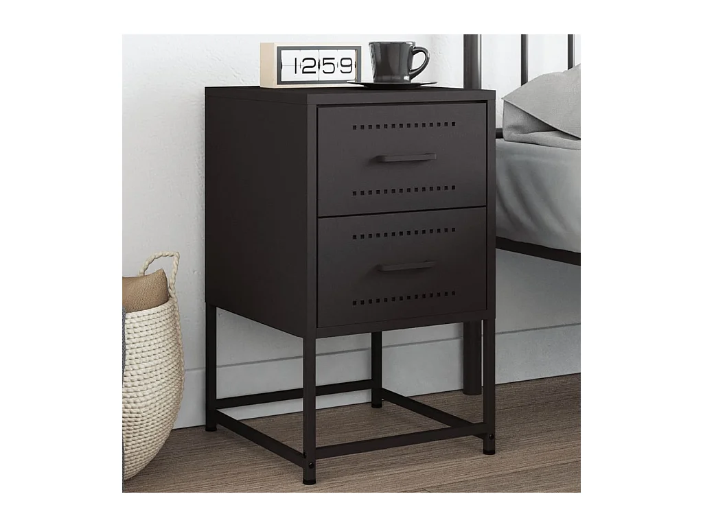 Table de chevet noir 36x39x60,5 cm acier FR36483