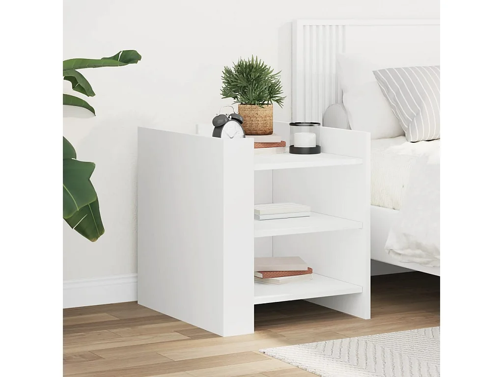 Table de chevet blanc 45x50x50 cm bois d’ingénierie FR15137