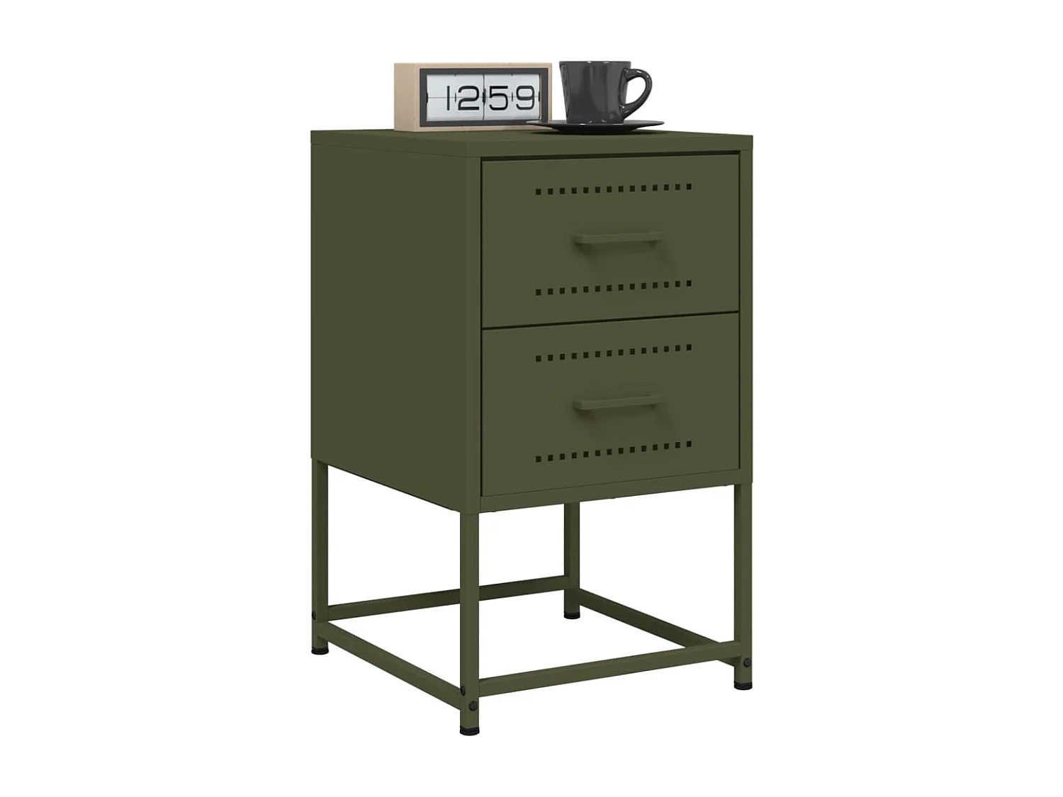 Tables de chevet 2 pcs vert olive 36x39x60,5 cm acier FR90201