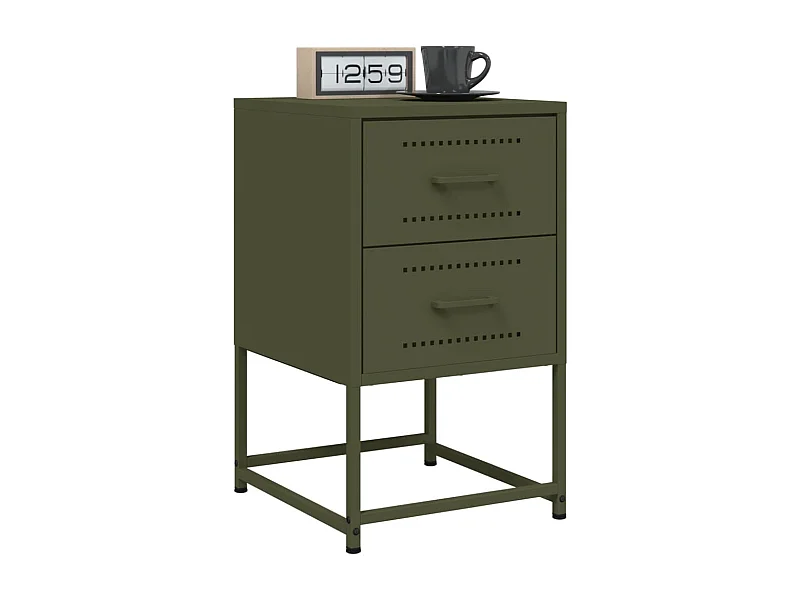 Tables de chevet 2 pcs vert olive 36x39x60,5 cm acier FR90201